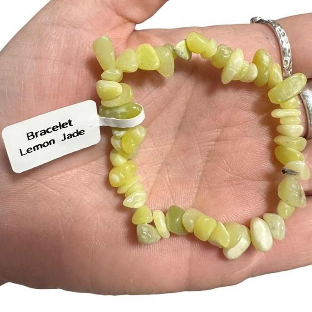 New Natural Yellow Lemon Jade Stone Stretch Bracelet